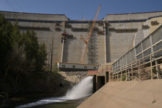Denver Water’s Gross Reservoir expansion project in Boulder County, Colorado, is seen on April 9, 2025. Credit: RJ Sangosti/MediaNews Group/The Denver Post via Getty Images