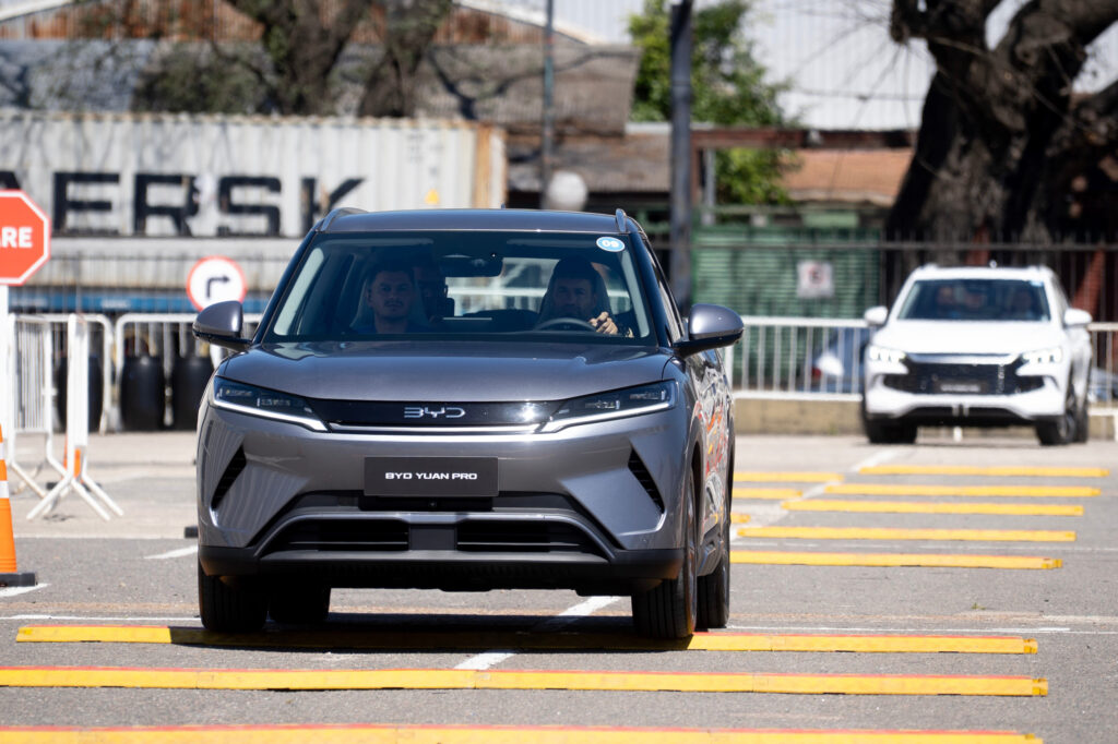 A visitor test drives a BYD car during a launch event in Buenos Aires, Argentina, on Oct. 8, 2025. Credit: Martin Zabala/Xinhua via Getty Images