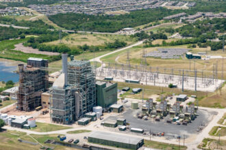 An aerial view of the natural gas-fired Decker Creek power station in Austin, Texas, on July 28. Credit: Brandon Bell/Getty Images