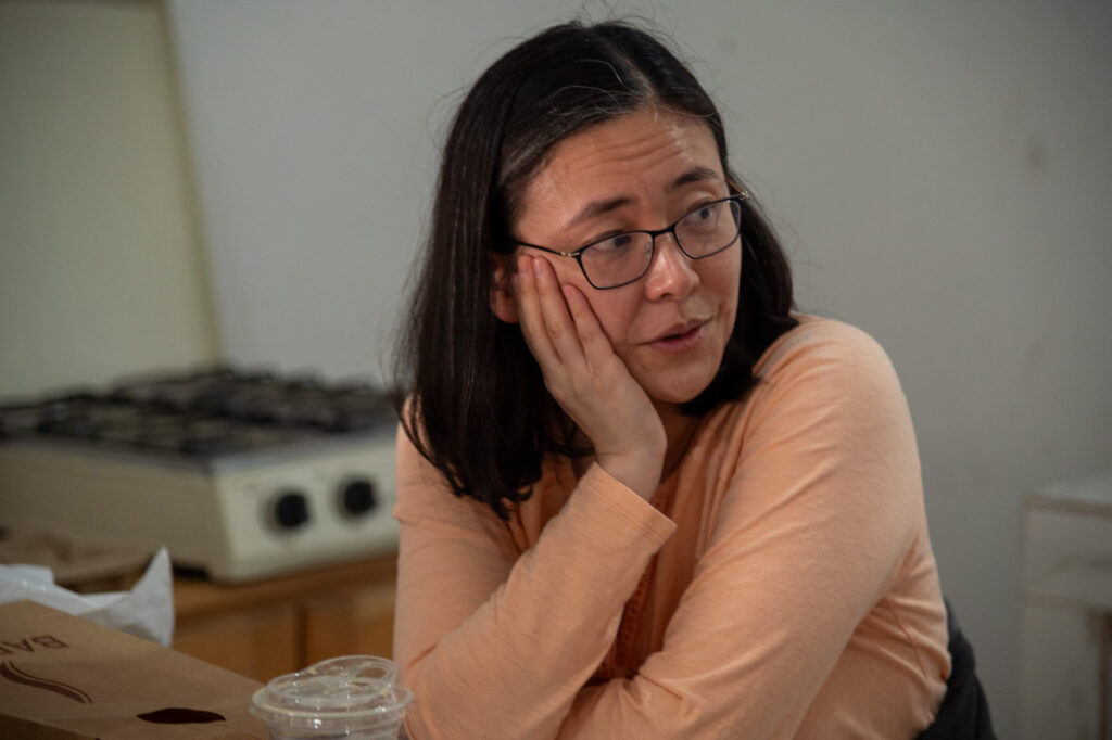 Eri Saikawa of Emory University in the Ecolectivos office in the Xalapán mountains.