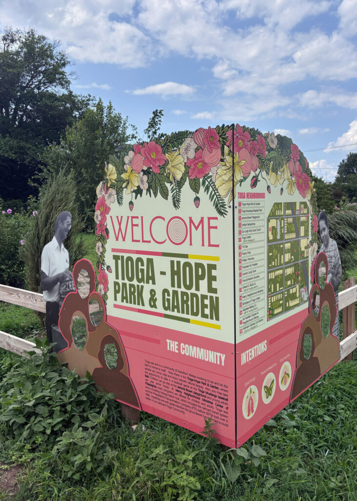 Flowers and organic produce grow in the Tioga-Hope Park and Garden in North Philadelphia. Credit: Nina Sablan/Inside Climate News