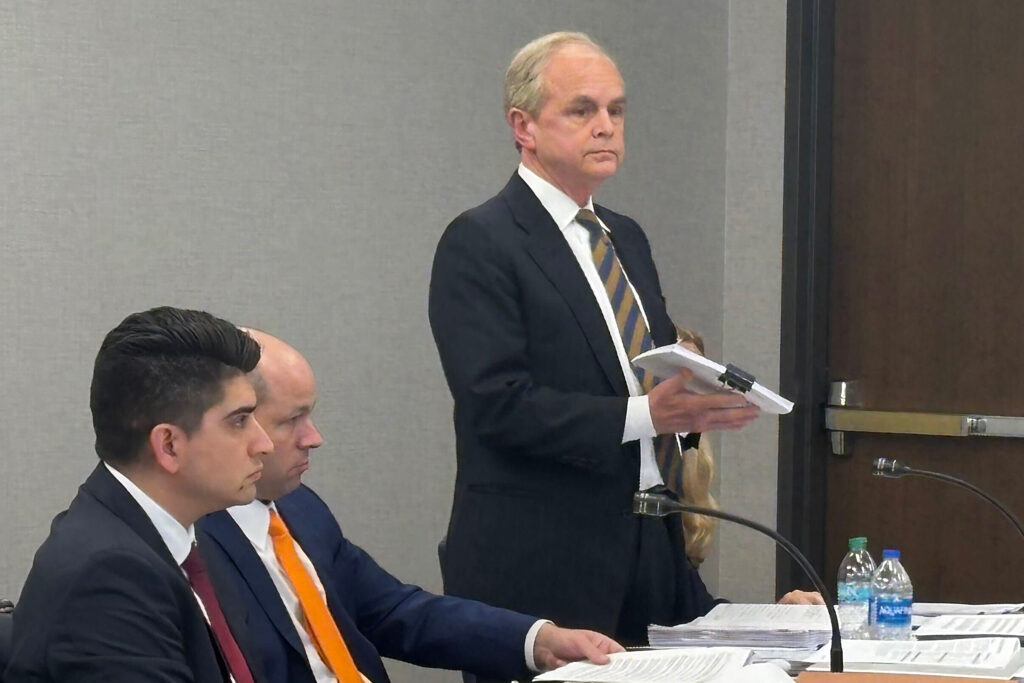 Mark Wilkerson, an attorney representing Spire Alabama, presents his case to the Alabama Public Service Commission. Credit: Dennis Pillion/Inside Climate News