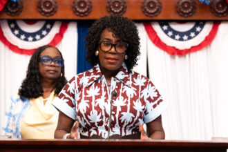 Philadelphia Mayor Cherelle Parker speaks during a budget press conference on June 11. Credit: Quinton Davis/City of Philadelphia