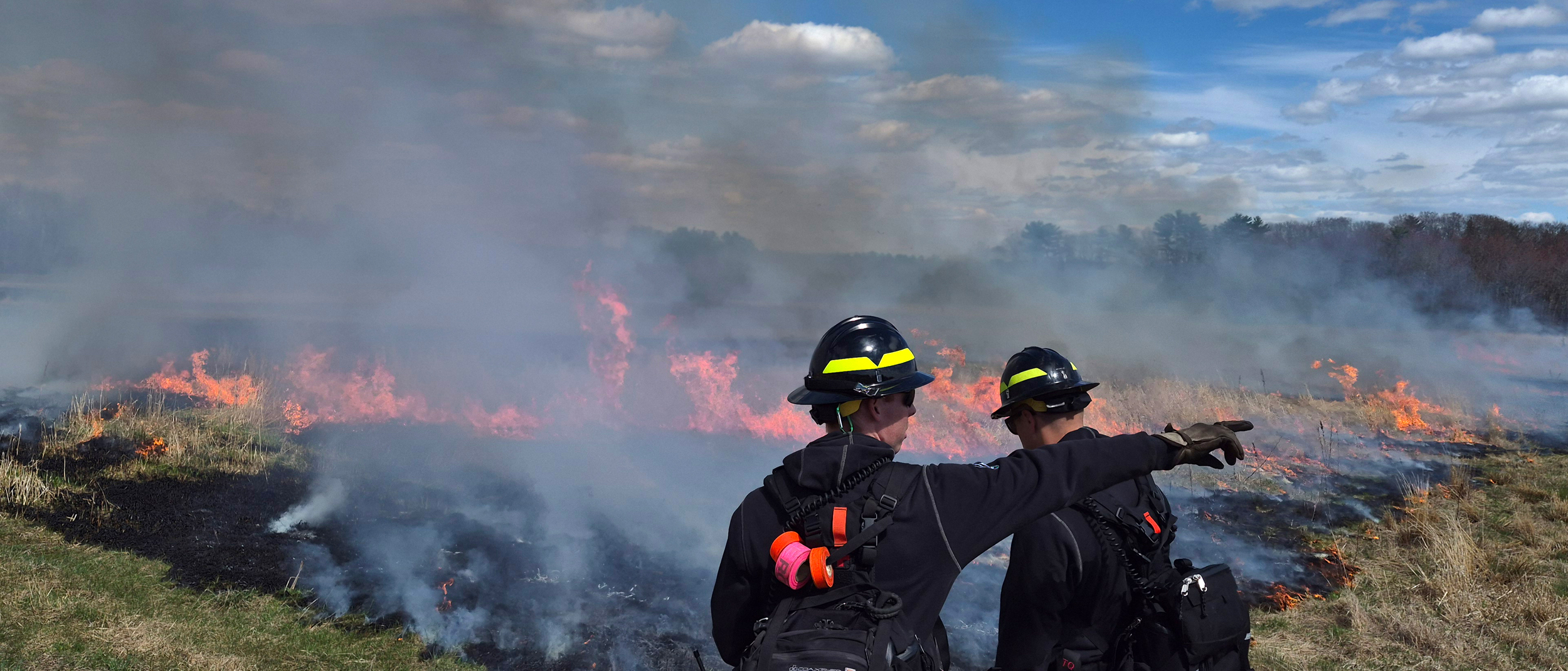 The Maine Forest Service manages a prescribed fire in Smithfield, Maine, in April 2026. Credit: Maine Forest Service
