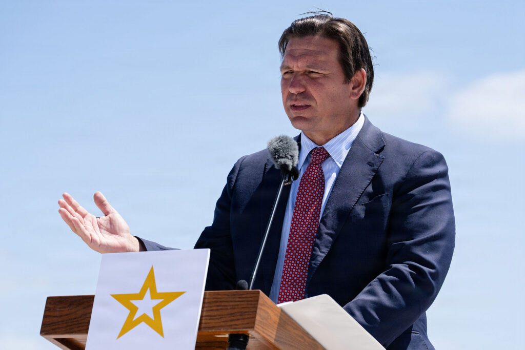 Florida Gov. Ron DeSantis speaks at the Everglades Agricultural Area acceleration announcement in July. Credit: Brigida I. Sanchez/U.S. Army