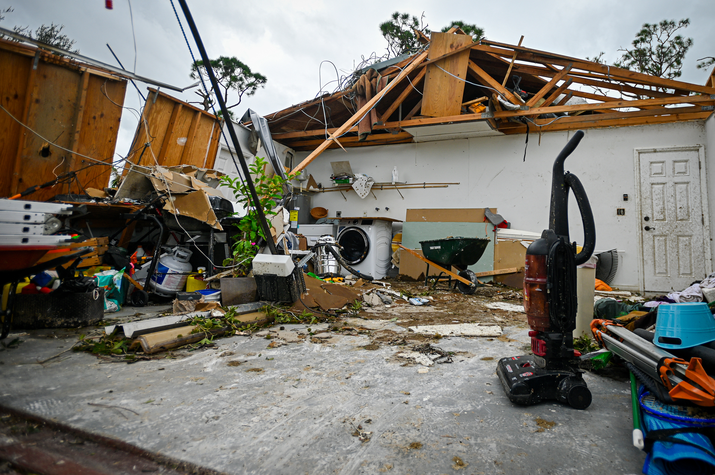 A destroyed home is seen in the aftermath of Hurricane Milton in Port St. Lucie, Fla., on Oct. 11, 2024. Credit: Miguel J. Rodriguez Carrillo/AFP via Getty Images