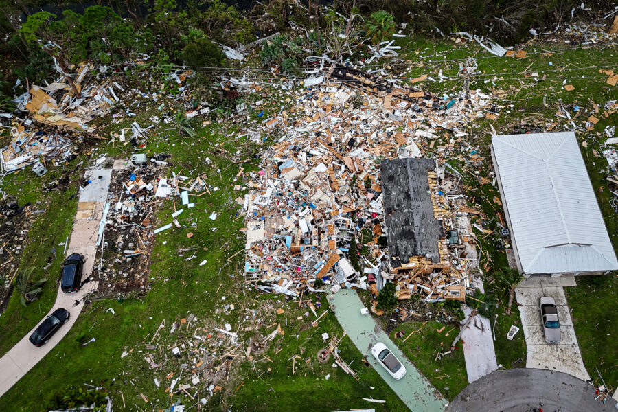 An aerial view of destroyed homes in Port St. Lucie, Fla., on Oct. 11, 2024, after a tornado hit the area. Credit: Miguel J. Rodriguez Carrillo/AFP via Getty Images
