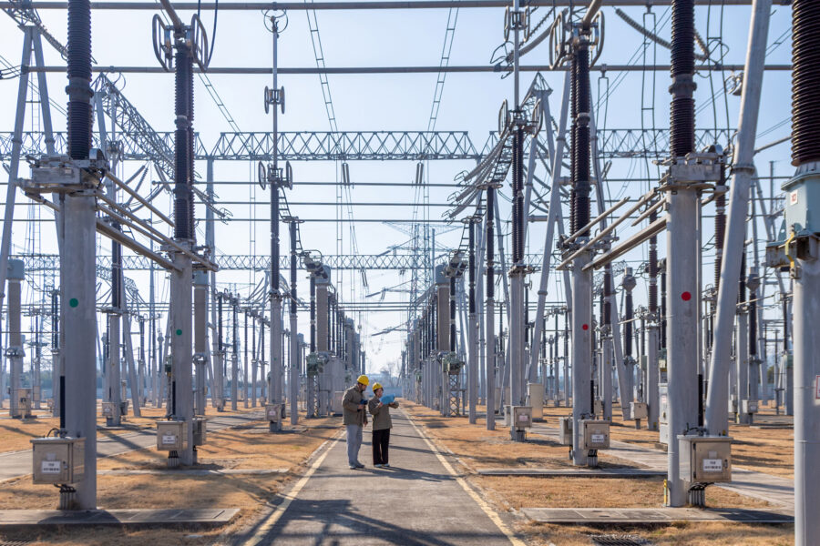 State Grid inspectors walk through a substation in Nanjing, China, on Jan. 29, 2025. Credit: CFOTO/Future Publishing via Getty Images