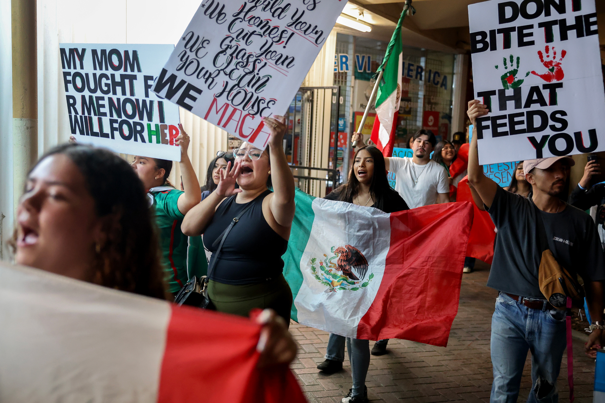 People protest against ICE enforcement on Feb. 7, 2025, in Homestead, Fla. Credit: Joe Raedle/Getty Images