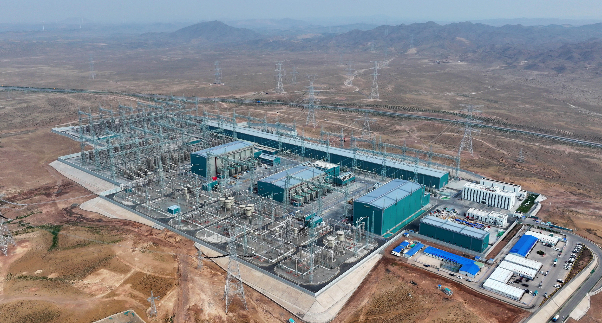 An aerial view of a substation in Zhongwei, China, on June 29, 2025. Credit: Yuan Hongyan/Xinhua via Getty Images