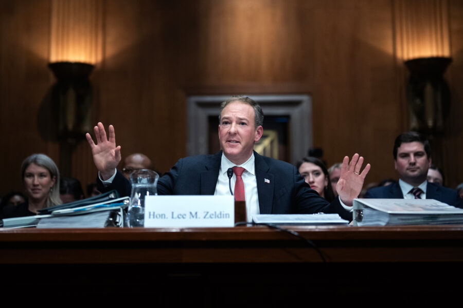 EPA Administrator Lee Zeldin testifies during a Senate Environment and Public Works Committee hearing on April 29. Credit: Tom Williams/CQ-Roll Call, Inc via Getty Images