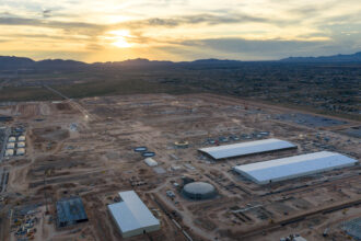 An aerial view of Meta’s El Paso data center. Credit: Brandon Bell/Getty Images