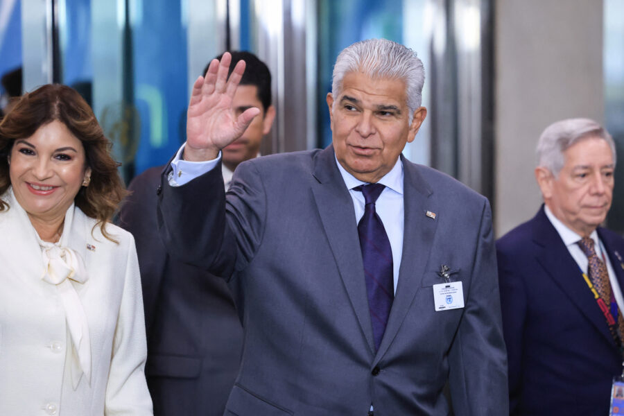 Panama’s President José Raúl Mulino arrives for the 81st General Assembly at the United Nations headquarters in New York City on Tuesday. Credit: Charly Triballeau/AFP via Getty Images