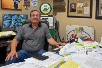 Alabama Rep. Mack Butler sits in the office of his firm Butler Electrical Contractors in Rainbow City, Ala. Credit: Dennis Pillion/Inside Climate News