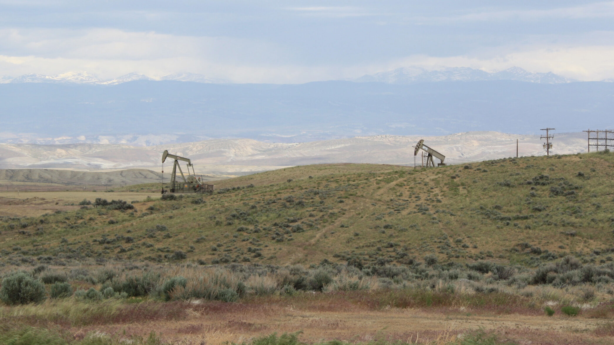Pumpjacks operate on public land leased to oil and gas developers in Wyoming. Credit: BLM Wyoming