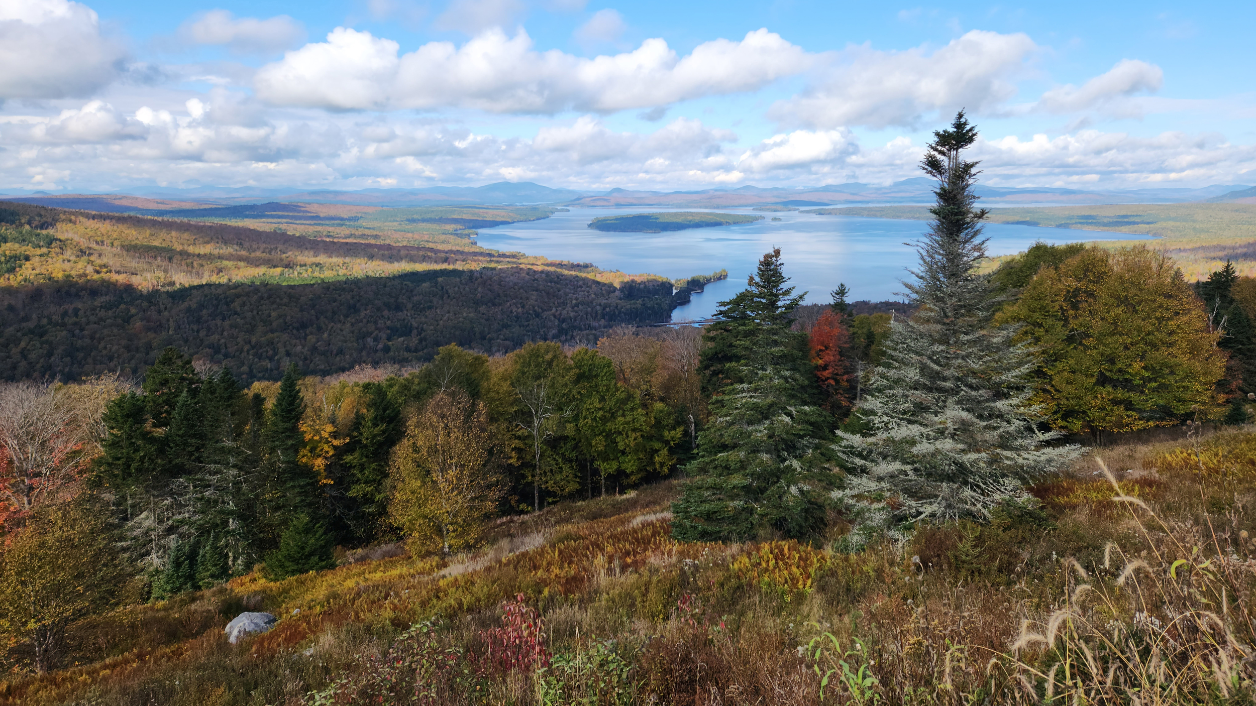A view of Rangeley Lake and the surrounding region from Height of Land on Route 17 in Roxbury, Maine. Credit: Korey Morgan/USDA Forest Service