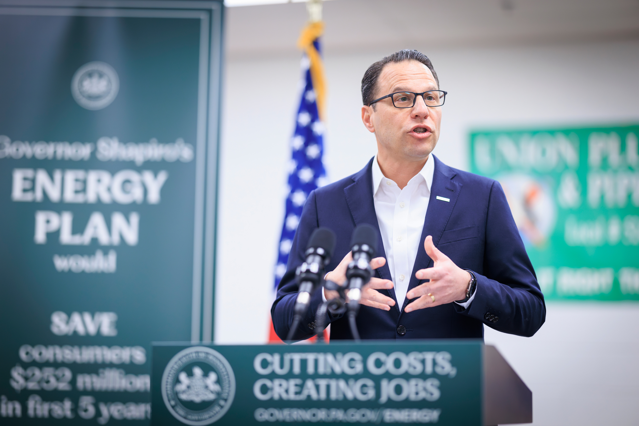 Gov. Josh Shapiro speaks about the MACH2 and ARCH2 projects during a press conference about his energy plan in March 2024. Credit: Office of the Governor