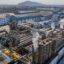Smoke rises from a fishmeal factory in 2025 near a residential community in Callao, Peru. Credit: Ministry of Production of Peru