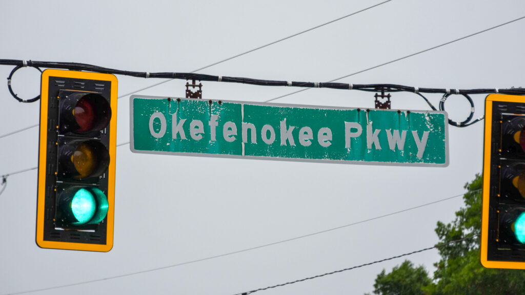 Okefenokee Parkway leads to the wildlife refuge in Folkston, Ga. Credit: Ryan Krugman/Inside Climate News