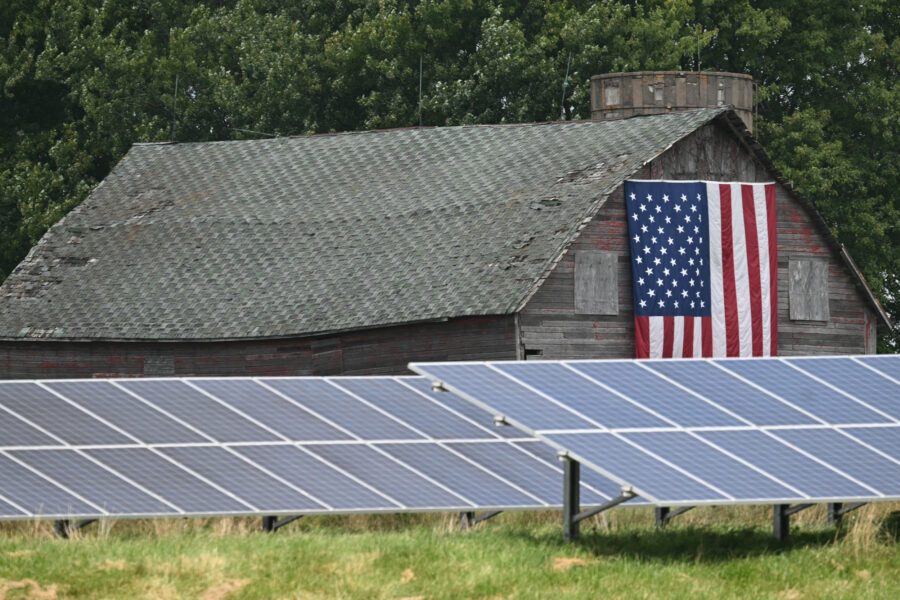 Solar panels are seen on a farm in Westby, Wis. Credit: Andrew Caballero-Reynolds/AFP via Getty Images