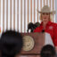 Texas Land Commissioner Dawn Buckingham speaks at a news conference to commemorate state-sponsored border wall construction on Nov. 26, 2024, in La Casita-Garciasville, Texas. Credit: Michael Gonzalez/Getty Images