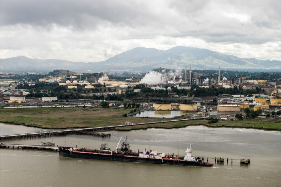 Refineries operate at the Port of Martinez in California on April 22. Credit: Stephen Lam/San Francisco Chronicle via Getty Images