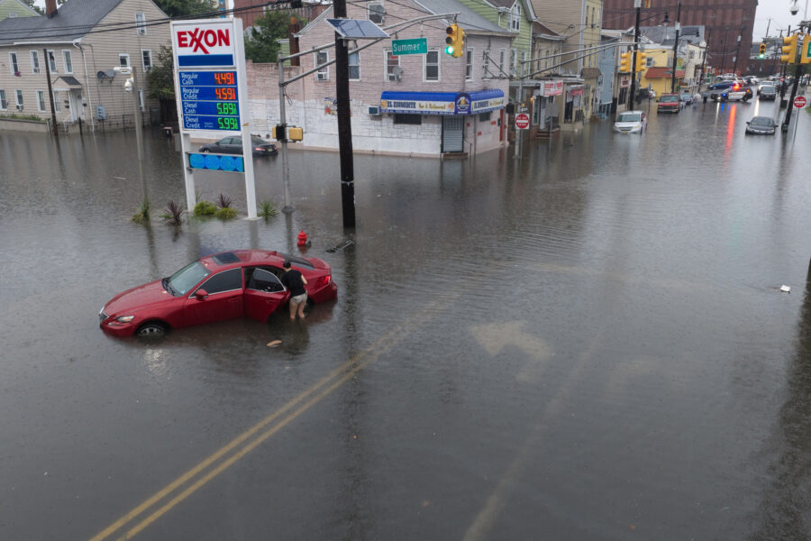 Major flooding hits Paterson, N.J., on Sept. 13. Credit: Lokman Vural Elibol/Anadolu via Getty Images