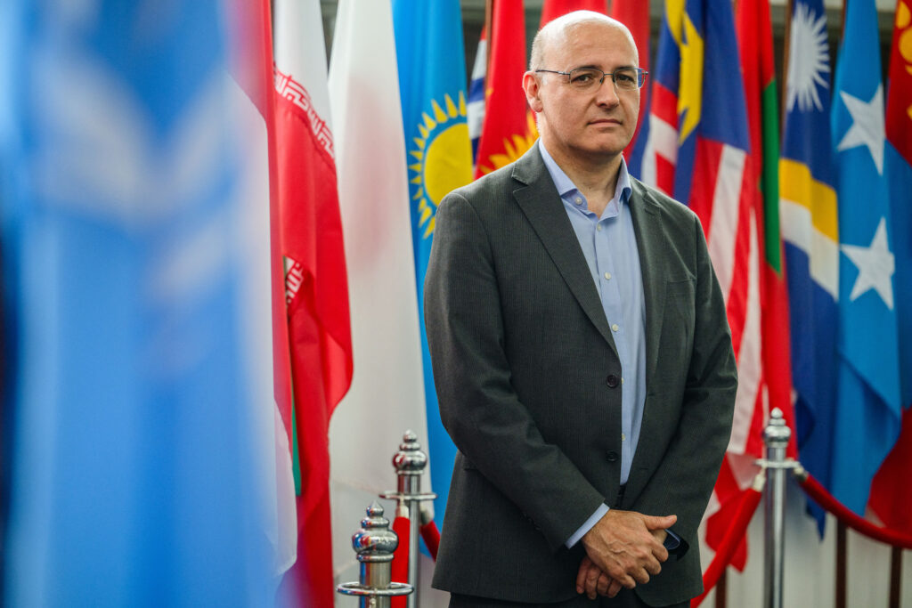 Chilean diplomat Julio Cordano, chair of the Intergovernmental Negotiating Committee on plastic pollution, at the U.N. in Bangkok on October 1. Credit: Anthony Wallace/AFP via Getty Images
