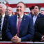 EPA Administrator Lee Zeldin (center) stands with Energy Secretary Chris Wright and White House Border Czar Tom Homan as they listen to President Donald Trump speak at a campaign rally in Syracuse, N.Y., on Oct. 9. Credit: Mandel Ngan/AFP via Getty Images