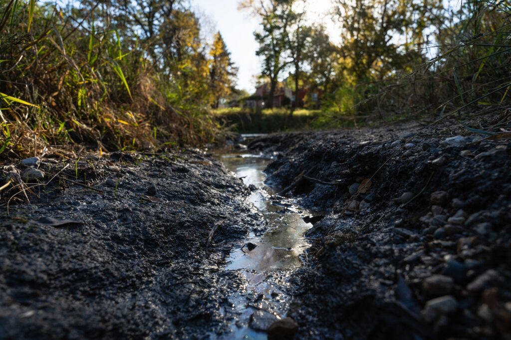 Water from an outfall enters the West Branch of the Des Moines River in Estherville. The river’s watershed is roughly 80 percent agricultural land.