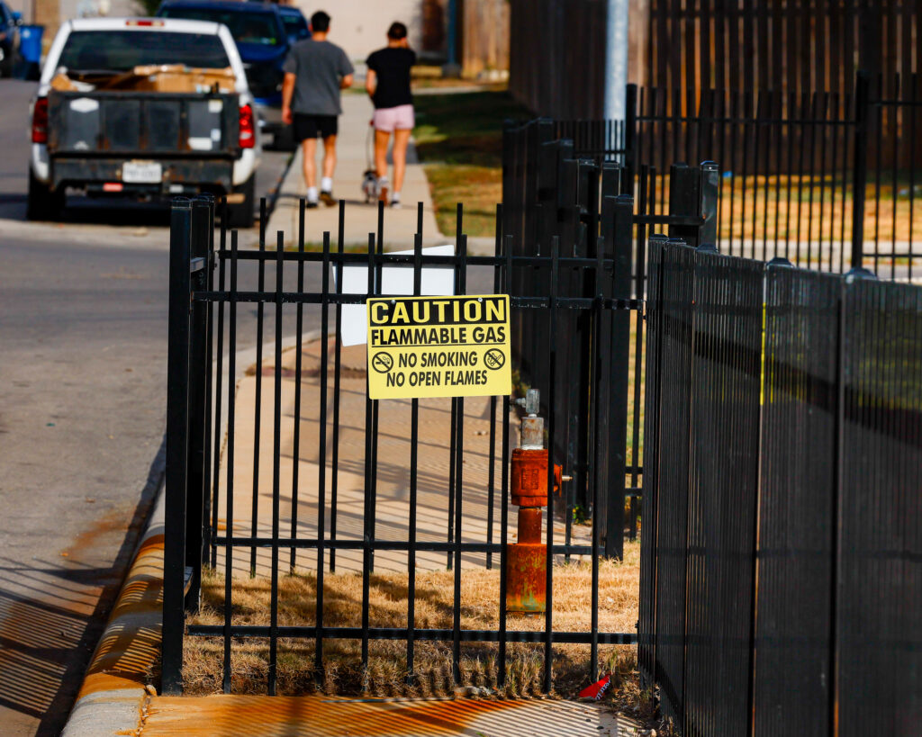Oil has not flowed from the Thompson Callaway Spears #1 well since it was plugged in 2006, but the well continues to leak despite multiple attempts by the state to replug it. Credit: Sam Owens/San Antonio Express-News