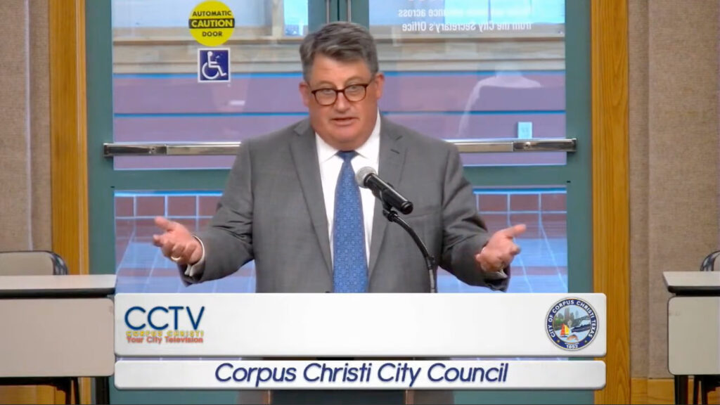 IDE regional sales director Mark Ellison addresses the Corpus Christi City Council on Sept. 29. Source: Corpus Christi City Council webstream