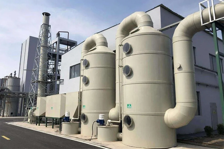 An industrial wet scrubber at a fishmeal factory removes foul-smelling and toxic compounds from exhaust gases to reduce pollution. Credit: Botou Ever Lucky Machinery